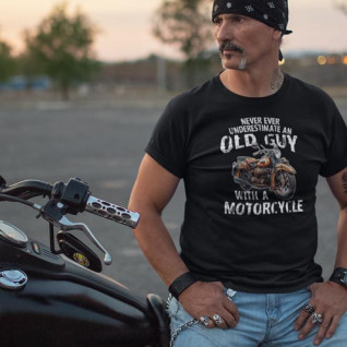 Classic Biker Wisdom Tee - 'Old Guy with a Motorcycle' Edition